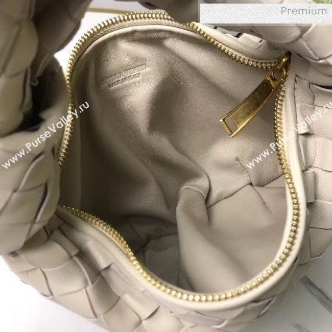 Bottega Veneta Mini BV Jodie Woven Lambskin Hobo Bag Off-White 2020 (MS-20050562)