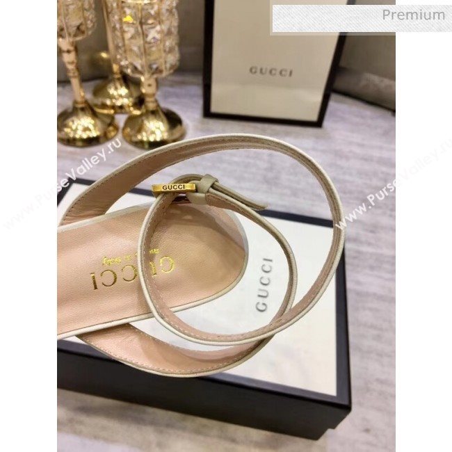Gucci Leather Platform Sandal with Double G 573022 White 2020 (KL-20050602)