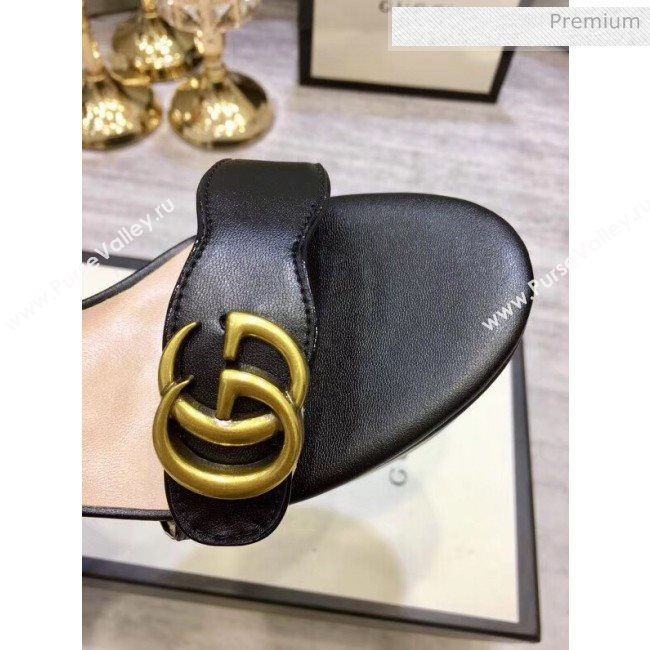 Gucci Leather Platform Sandal with Double G 573022 Black 2020 (KL-20050603)