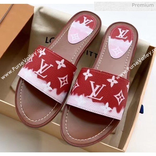 Louis Vuitton LV Escale Lock It Flat Mule Sandals Red 2020 (MD-20050623)