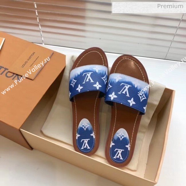 Louis Vuitton LV Escale Lock It Flat Mule Sandals Blue 2020 (MD-20050624)