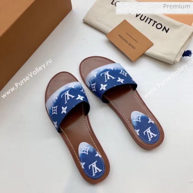 Louis Vuitton LV Escale Lock It Flat Mule Sandals Blue 2020 (MD-20050624)