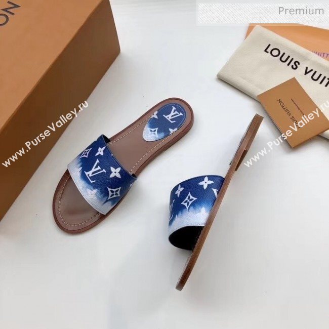 Louis Vuitton LV Escale Lock It Flat Mule Sandals Blue 2020 (MD-20050624)