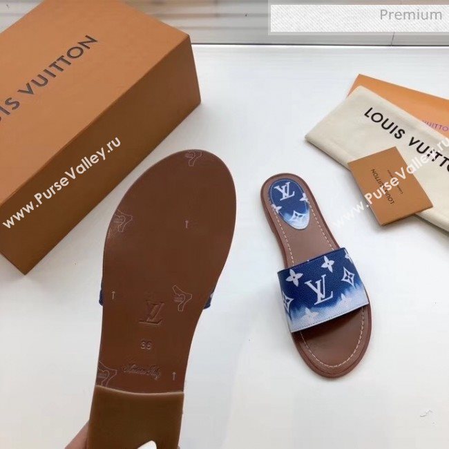 Louis Vuitton LV Escale Lock It Flat Mule Sandals Blue 2020 (MD-20050624)