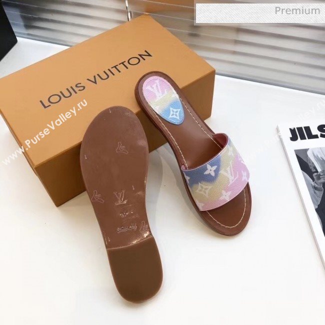 Louis Vuitton LV Escale Lock It Flat Mule Sandals Pink 2020 (MD-20050625)
