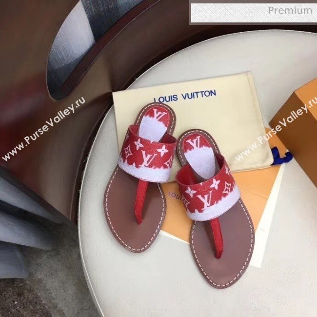 Louis Vuitton LV Escale Palma Flat Thong Sandals Red 2020 (MD-20050628)