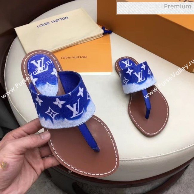 Louis Vuitton LV Escale Palma Flat Thong Sandals Blue 2020 (MD-20050629)