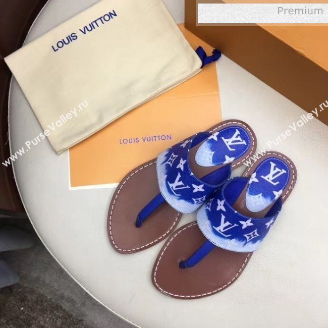 Louis Vuitton LV Escale Palma Flat Thong Sandals Blue 2020 (MD-20050629)