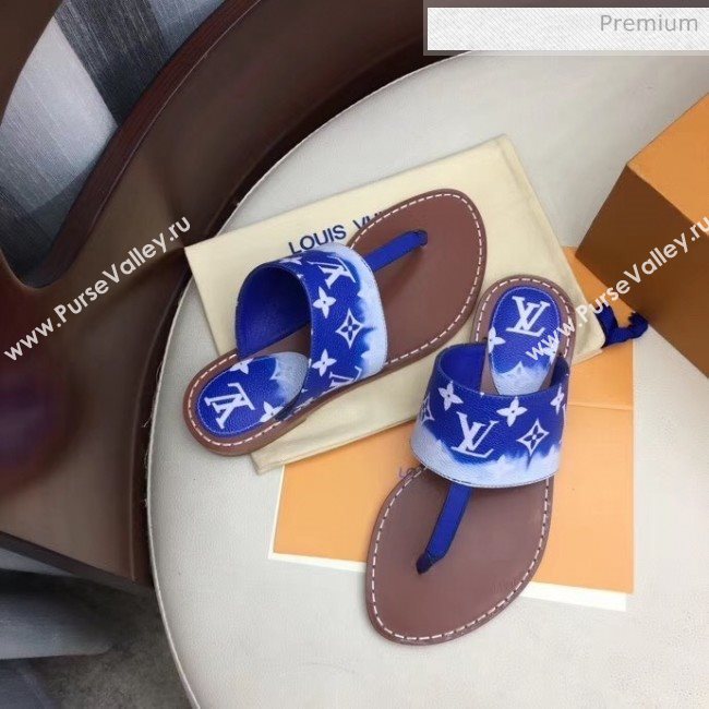 Louis Vuitton LV Escale Palma Flat Thong Sandals Blue 2020 (MD-20050629)