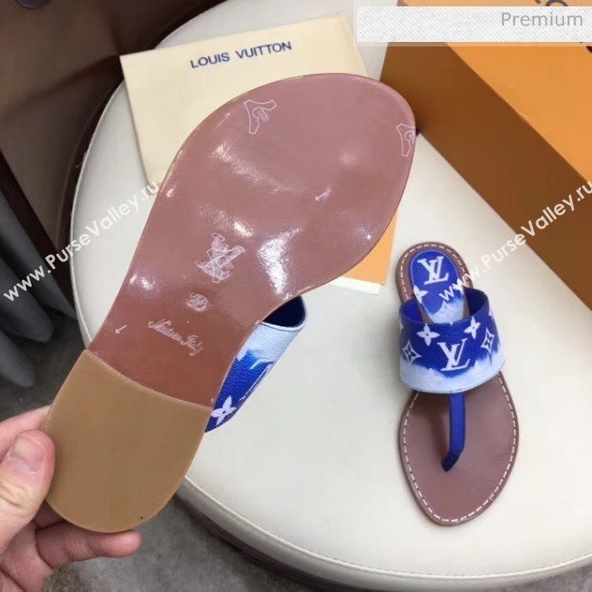 Louis Vuitton LV Escale Palma Flat Thong Sandals Blue 2020 (MD-20050629)