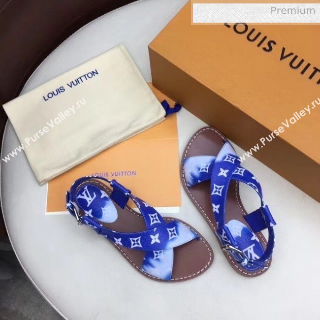 Louis Vuitton LV Escale Palma Flat Sandal Blue 2020 (MD-20050632)