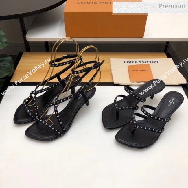 Louis Vuitton Satin and Calfskin Citizen Thong Sandal Black 2020 (MD-20050648)