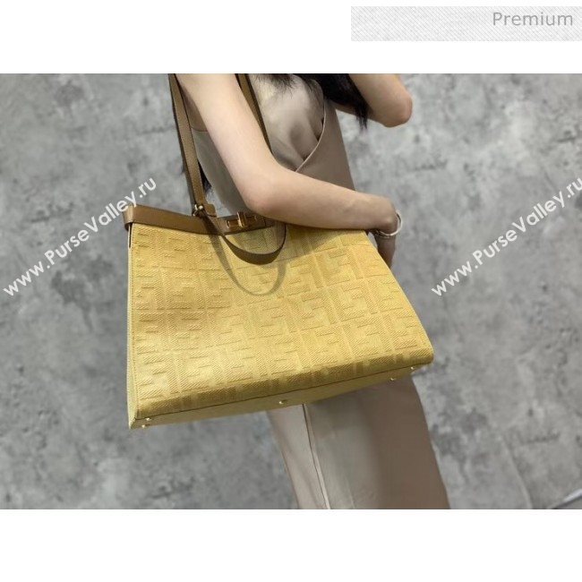 Fendi FF Embroidered Medium Peekaboo X-Tote Tote Bag Yellow 2020 Top Quality (CL-20050711)