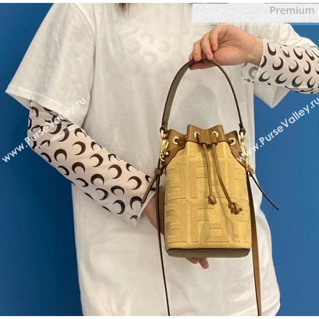 Fendi FF Embroidered Mon Tresor Mini Bucket Bag Yellow 2020 Top Quality (CL-20050712)