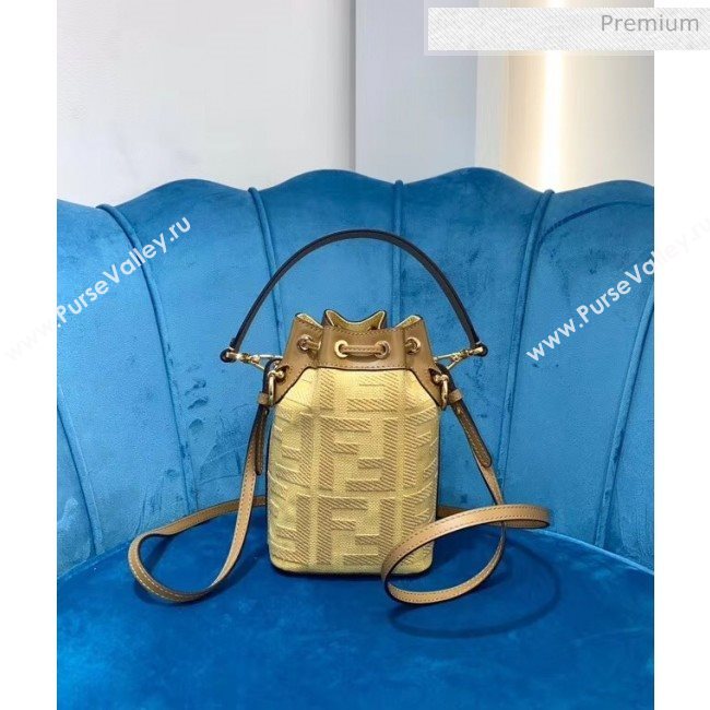 Fendi FF Embroidered Mon Tresor Mini Bucket Bag Yellow 2020 Top Quality (CL-20050712)