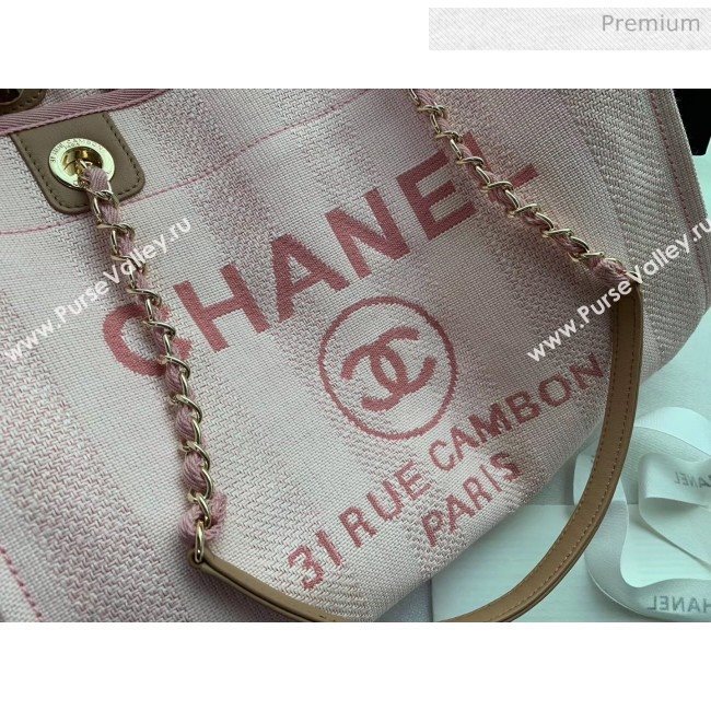 Chanel Mixed Fibers And Calfskin Small Shopping Bag Pink 2020 (X-20050748)