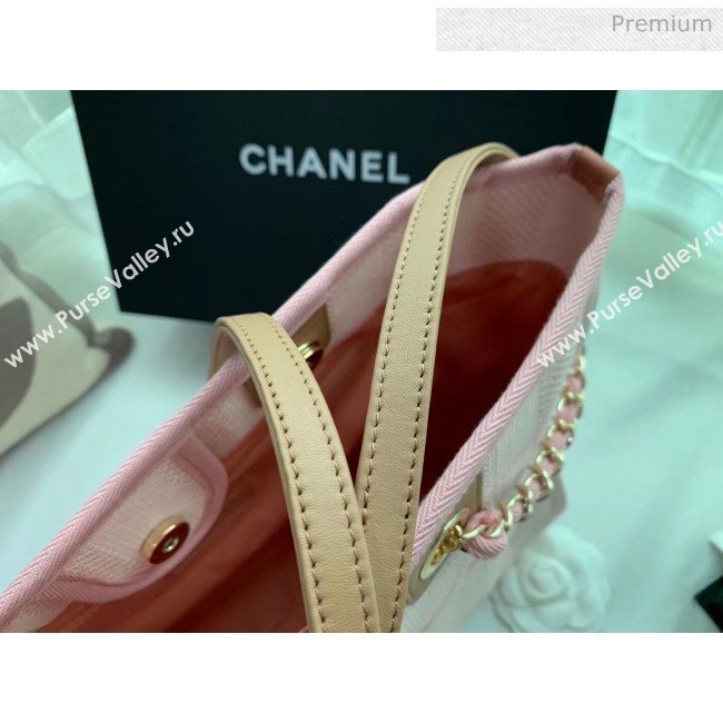 Chanel Mixed Fibers And Calfskin Small Shopping Bag Pink 2020 (X-20050748)