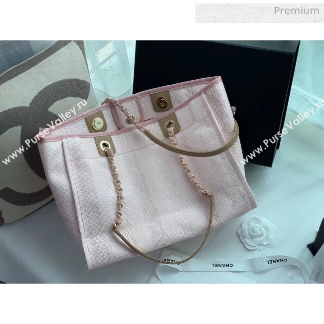 Chanel Mixed Fibers And Calfskin Small Shopping Bag Pink 2020 (X-20050748)