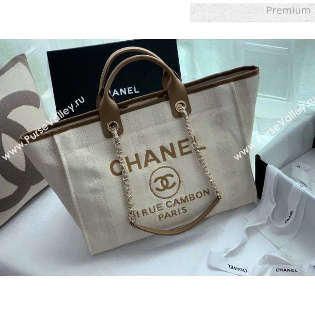 Chanel Mixed Fibers And Calfskin Shopping Bag A66941 Beige 2020 (X-20050750)