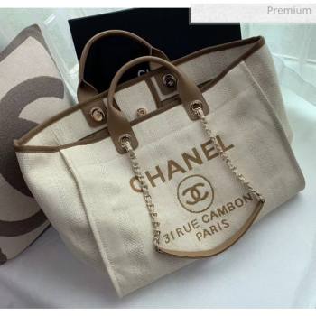 Chanel Mixed Fibers And Calfskin Shopping Bag A66941 Beige 2020 (X-20050750)