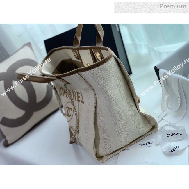 Chanel Mixed Fibers And Calfskin Shopping Bag A66941 Beige 2020 (X-20050750)