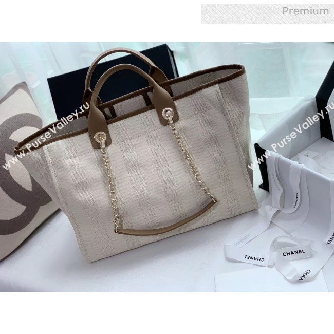 Chanel Mixed Fibers And Calfskin Shopping Bag A66941 Beige 2020 (X-20050750)