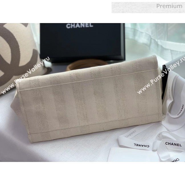 Chanel Mixed Fibers And Calfskin Shopping Bag A66941 Beige 2020 (X-20050750)