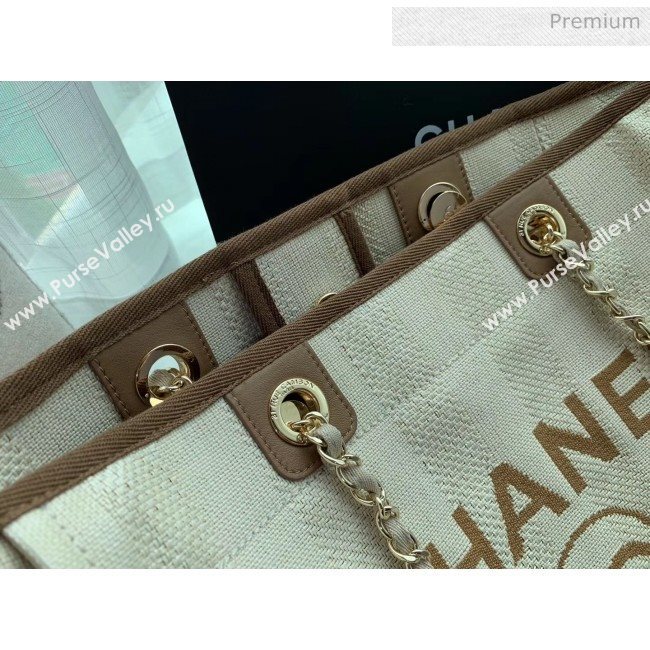 Chanel Mixed Fibers And Calfskin Small Shopping Bag Beige 2020 (X-20050751)