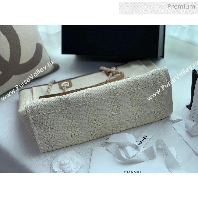 Chanel Mixed Fibers And Calfskin Small Shopping Bag Beige 2020 (X-20050751)