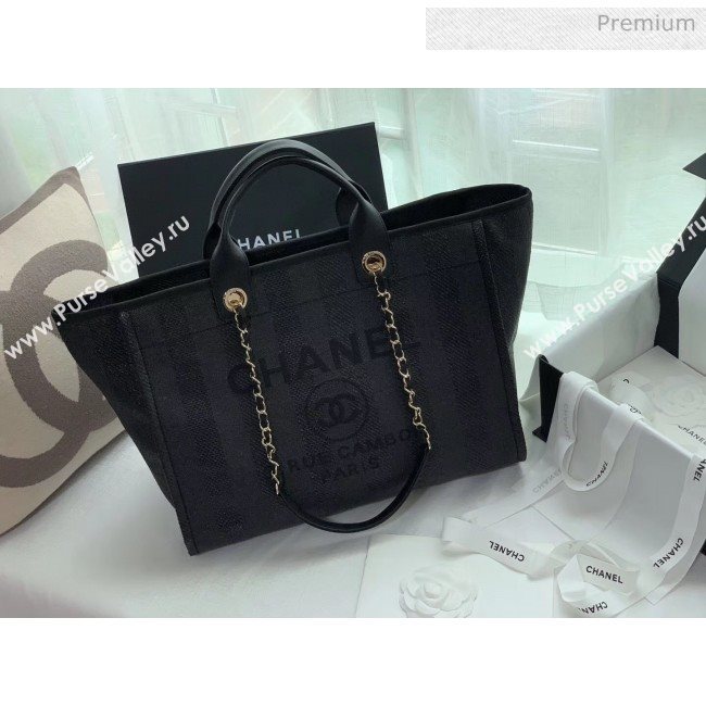 Chanel Mixed Fibers And Calfskin Shopping Bag A66941 Black 2020 (X-20050753)