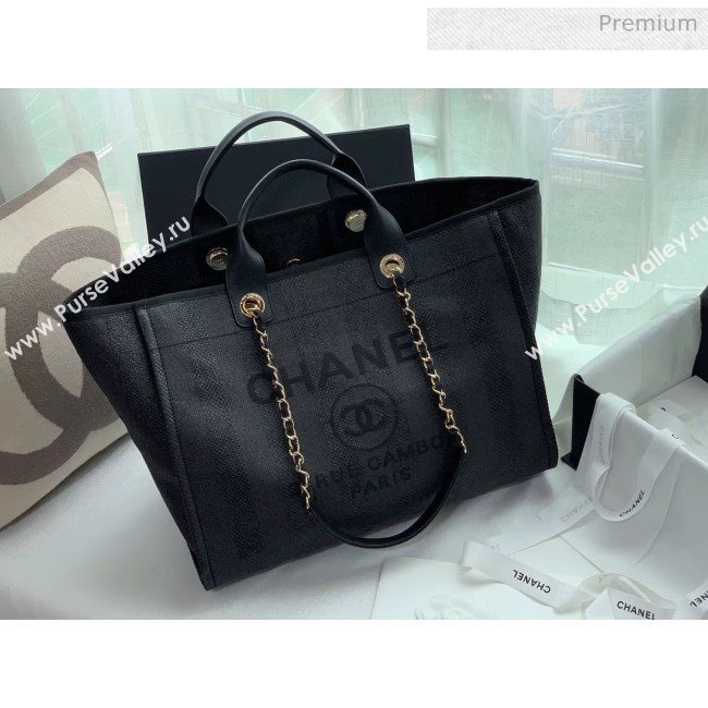 Chanel Mixed Fibers And Calfskin Shopping Bag A66941 Black 2020 (X-20050753)