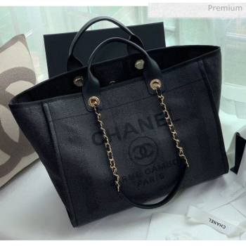 Chanel Mixed Fibers And Calfskin Shopping Bag A66941 Black 2020 (X-20050753)