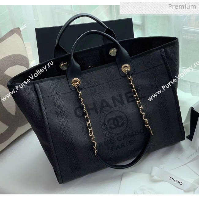 Chanel Mixed Fibers And Calfskin Shopping Bag A66941 Black 2020 (X-20050753)