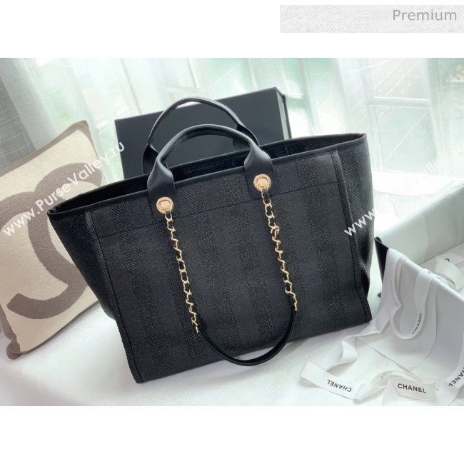 Chanel Mixed Fibers And Calfskin Shopping Bag A66941 Black 2020 (X-20050753)