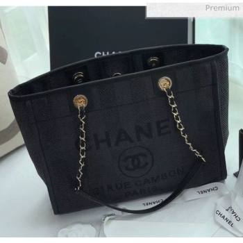 Chanel Mixed Fibers And Calfskin Small Shopping Bag Black 2020 (X-20050752)
