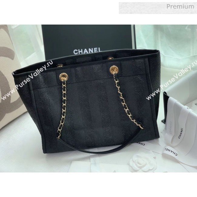 Chanel Mixed Fibers And Calfskin Small Shopping Bag Black 2020 (X-20050752)