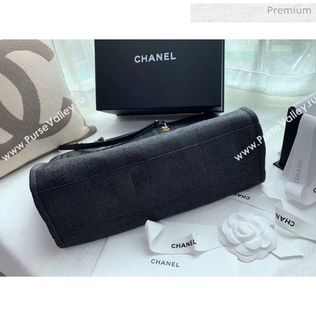 Chanel Mixed Fibers And Calfskin Small Shopping Bag Black 2020 (X-20050752)