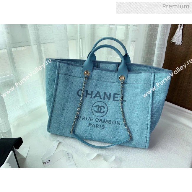 Chanel Mixed Fibers And Calfskin Shopping Bag A66941 Cyan 2020 (X-20050754)