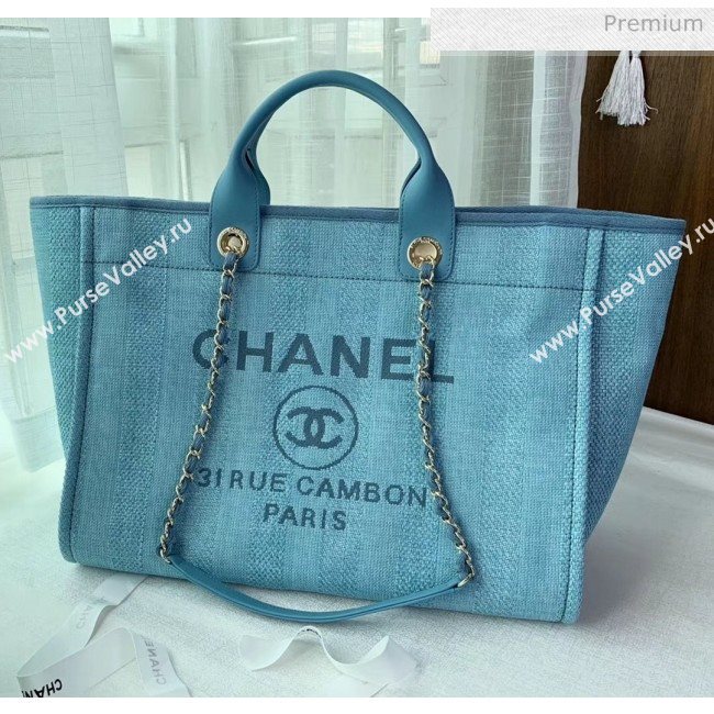 Chanel Mixed Fibers And Calfskin Shopping Bag A66941 Cyan 2020 (X-20050754)