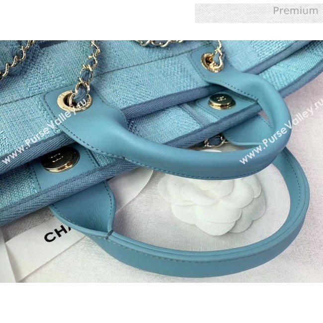 Chanel Mixed Fibers And Calfskin Shopping Bag A66941 Cyan 2020 (X-20050754)