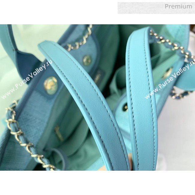 Chanel Mixed Fibers And Calfskin Shopping Bag A66941 Cyan 2020 (X-20050754)