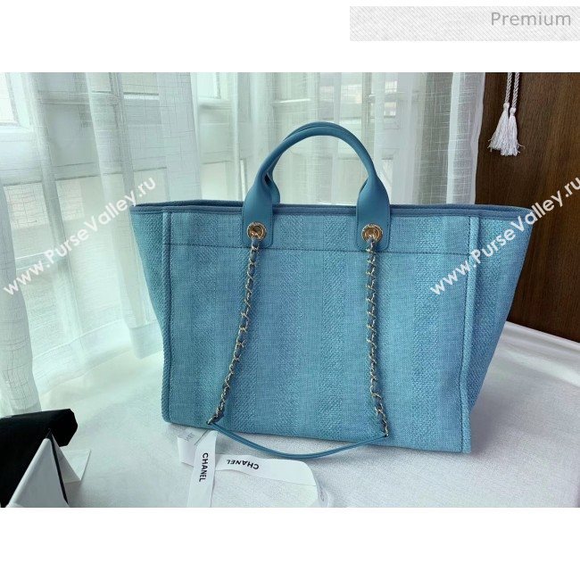 Chanel Mixed Fibers And Calfskin Shopping Bag A66941 Cyan 2020 (X-20050754)