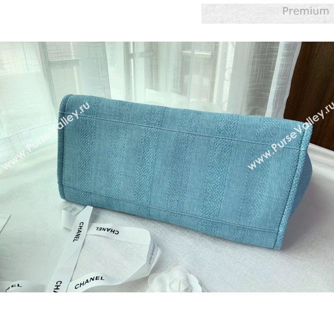 Chanel Mixed Fibers And Calfskin Shopping Bag A66941 Cyan 2020 (X-20050754)