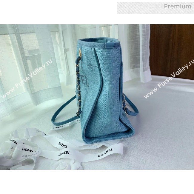 Chanel Mixed Fibers And Calfskin Small Shopping Bag Cyan 2020 (X-20050755)