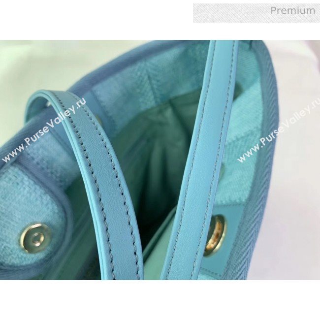 Chanel Mixed Fibers And Calfskin Small Shopping Bag Cyan 2020 (X-20050755)