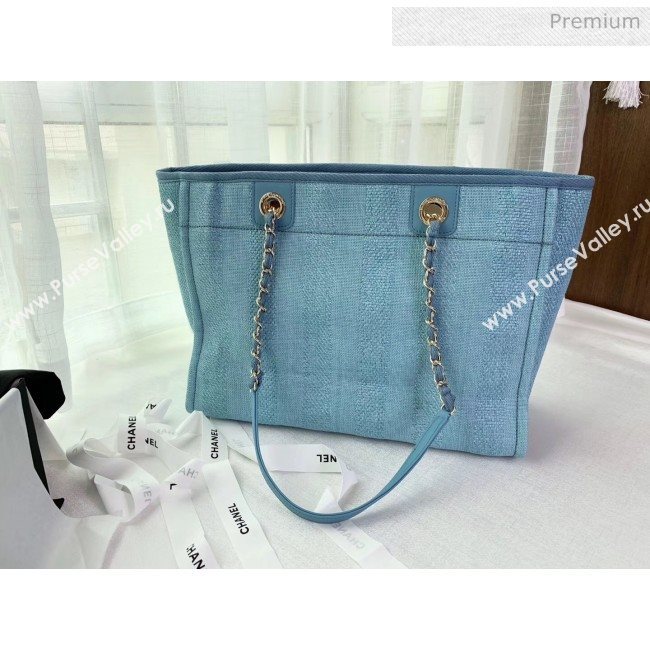 Chanel Mixed Fibers And Calfskin Small Shopping Bag Cyan 2020 (X-20050755)