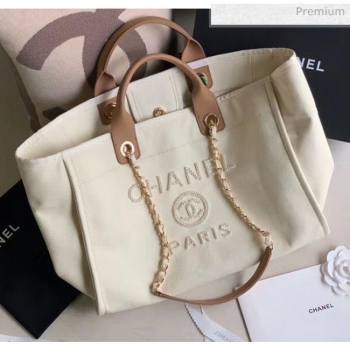 Chanel Mixed Fibers And Imitation Pearls Shopping Bag A66941 Off-White 2020 (JY-20050756)