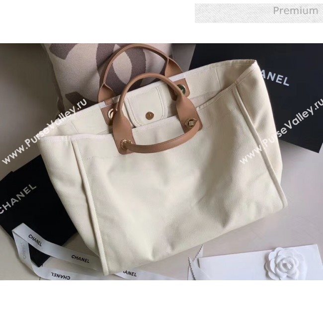 Chanel Mixed Fibers And Imitation Pearls Shopping Bag A66941 Off-White 2020 (JY-20050756)