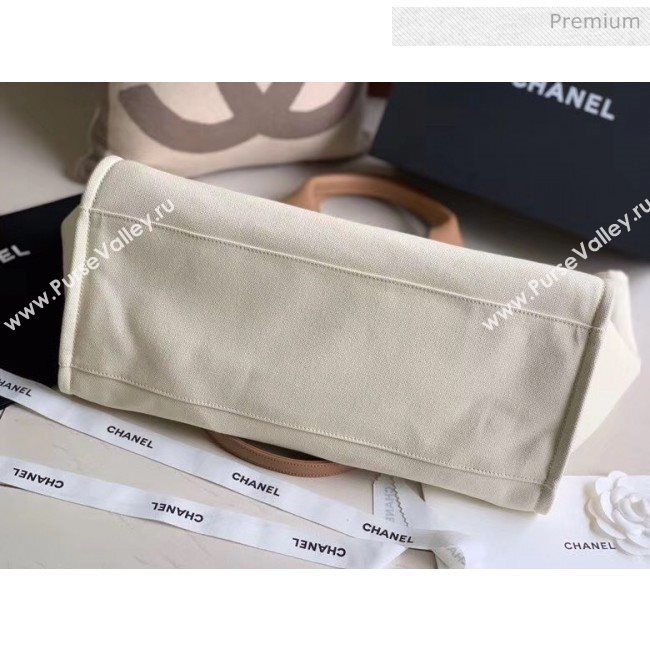 Chanel Mixed Fibers And Imitation Pearls Shopping Bag A66941 Off-White 2020 (JY-20050756)
