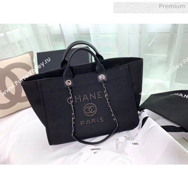 Chanel Mixed Fibers And Imitation Pearls Shopping Bag A66941 Black 2020 (X-20050757)